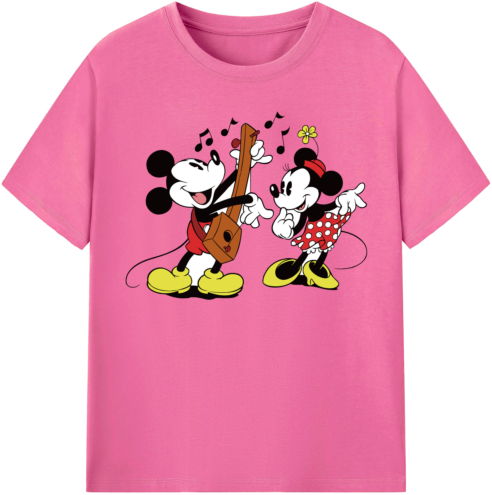 （画像用） ミッキーマウス Mickey Mouse レディースカジュアルプリントTシャツ（綿100％）